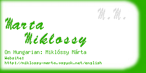 marta miklossy business card